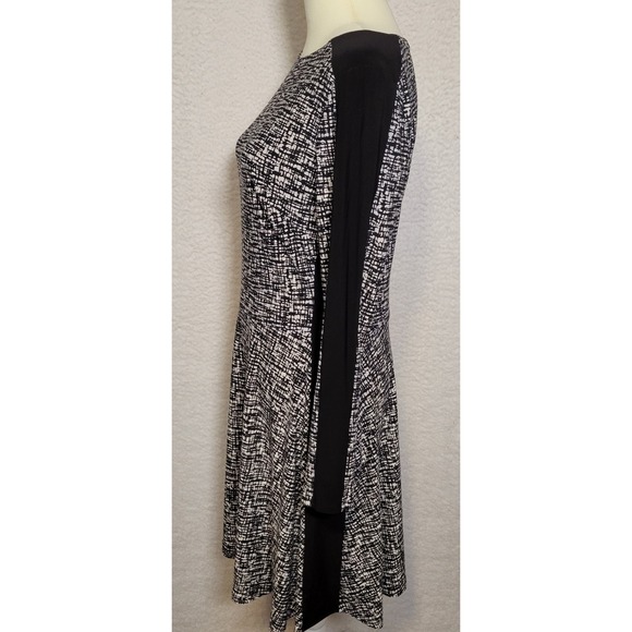 Lauren Ralph Lauren Dress Sz 12 Black & White Long Sleeve Pullover Abstract 1192 - Picture 3 of 6